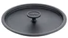 A close-up, studio shot of a dark gray cast iron pot lid with a handle. Náhled obrázku produktu