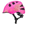 A pink children's bicycle helmet with a floral pattern, shown on a white background. Náhľad obrázku produktu