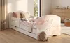 Kinderbett 140x70 cm Weiß | Motiv Bär & Hase mit Regenbogen Produktbild-Vorschau 1