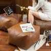 （L 50*50*38cm，Orange）Ungefüllter Leder-Pouf-Bezug, Produktbild-Vorschau 3