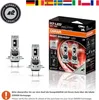 Product packaging and two LED headlight bulbs for a car. Produktbild-Vorschau