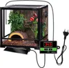 A terrarium setup with a heating mat and thermostat. Voir les images du produit