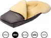 A gray and beige baby footmuff with a fluffy interior, shown from a diagonal angle. Produktbild-Vorschau