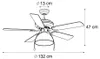 DeckenventilaTor Schwarz mit Beige 130cm mit Zugkordel Produktbild-Vorschau 3