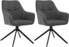 Two dark gray upholstered chairs with black metal legs. Produktbild-Vorschau