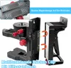 A close-up view of a laser level bracket with magnetic attachments and text overlays. Produktbild-Vorschau
