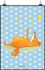 Mr. & Mrs. Panda Bild Fuchs Sterne DIN A2 - Blau Pastell - Produktbild-Vorschau 1