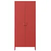 A tall, red metal wardrobe with two doors and silver handles, presented against a white background. Náhľad obrázku produktu