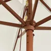 Close-up view of the central mechanism and wooden ribs of an open umbrella. Anteprima dell’immagine prodotto