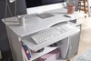 A white computer desk with a monitor, keyboard, and computer tower. Podgląd zdjęcia produktu