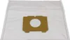 A white vacuum cleaner bag with a brown cardboard attachment. Produktbild-Vorschau