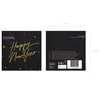 A black package of 'Happy New Year' napkins with gold lettering and stars. Produktbild-Vorschau