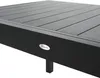 A close-up, angled view of a black outdoor table with a wood-grain textured tabletop. Náhled obrázku produktu