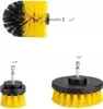 Three drill brush attachments of different sizes, with a 1/4 inch shank indicated. Voir les images du produit