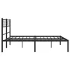 A black metal bed frame with a headboard, shown from the side against a white background. Podgląd zdjęcia produktu
