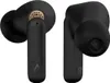 A pair of black wireless earbuds with gold accents. Produktbild-Vorschau
