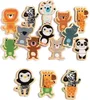 A collection of wooden animal puzzle pieces arranged on a white background. Produktbild-Vorschau