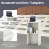 A white podium/lectern with a laptop on top, placed in a tiered seating area. Anteprima dell’immagine prodotto