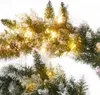 A close-up view of a Christmas garland with lights and pinecones. Produktbild-Vorschau