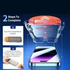 An instructional diagram showing how to install a screen protector on a smartphone using a template. Anteprima dell’immagine prodotto