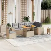 vidaXL 7-tlg. Garten-Sofagarnitur mit Kissen Beige Poly Produktbild-Vorschau 2