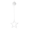 A white star-shaped LED light hanging from a white cord, attached to a white suction cup. Produktbild-Vorschau