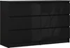Commode 6 tiroirs, Couleur : Noir mat / Noir brillant, 120 Voir les images du produit 1