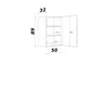 A technical drawing of a kitchen cabinet with dimensions indicated. Produktbild-Vorschau