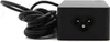 A black power adapter with a coiled power cord on a white background. Produktbild-Vorschau