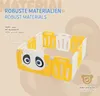 A baby playpen with a panda design, set against a light brown and white background with text overlays. Produktbild-Vorschau