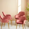 sweeek - 4er-Set Samt-Sessel mit Metallbeinen  - Altrosa Produktbild-Vorschau 7