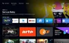 A screenshot of a TV interface showing various apps and content. Produktbild-Vorschau