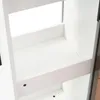 Close-up view of the interior shelves of a white cabinet. Produktbild-Vorschau