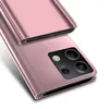 A close-up, angled shot of the back of a rose gold smartphone case, showing the camera module and a portion of the phone's edge. Produktbild-Vorschau