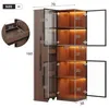 Vitrinenschrank 70×38×160 cm mit Ausziehregal – Produktbild-Vorschau 5