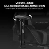Close-up of a gaming chair armrest with text overlays highlighting its features. Produktbild-Vorschau