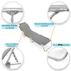 A grey sun lounger with close-up insets highlighting its features. Produktbild-Vorschau