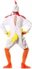 A person wearing a white chicken costume from behind. Produktbild-Vorschau