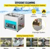A marketing image showcasing an ultrasonic cleaning machine with text and images highlighting its features and cleaning capabilities. Voir les images du produit