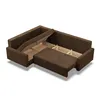 A brown sectional sofa with storage compartments open, showing the interior. Produktbild-Vorschau
