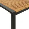 Close-up of the corner of a wooden table with a black metal frame. Produktbild-Vorschau