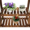 A close-up view of a wooden plant stand with several potted plants on its shelves. Produktbild-Vorschau