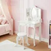 Kinderschminktisch Holz Weiß mit Spiegel & Hocker – Produktbild-Vorschau 3