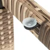 A close-up view of a woven polyrattan material with a small clear suction cup attached. Produktbild-Vorschau