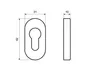 Technical drawing with dimensions of a keyhole escutcheon plate. Produktbild-Vorschau