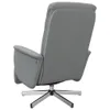 A rear view of a gray fabric massage chair with a metal base. Produktbild-Vorschau
