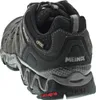 A close-up, rear-side view of a black and gray hiking shoe. Voir les images du produit