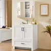 A white bathroom vanity with a medicine cabinet above it. Produktbild-Vorschau
