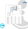 A diagram and table showing the dimensions of a plumbing fitting. Produktbild-Vorschau