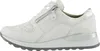 A side view of a white women's sneaker with a zipper and lace detail. Produktbild-Vorschau